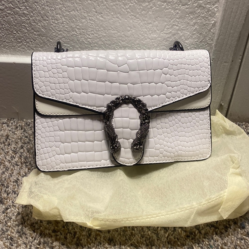 Mermaid clasp Faux Gator crossbody bag